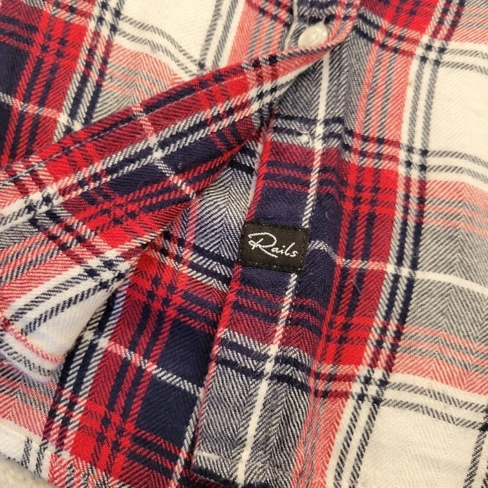 Rails Britt Cap Sleeve Plaid Button Down Sleevele… - image 4